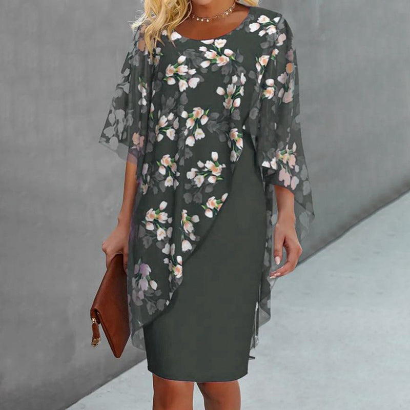 Camelia — Florale Überlagerung & Kleid Zweiteiliges Set