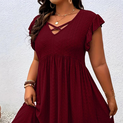 Verlacine — Rüschenshirt V-Ausschnitt Figurbetontes Kleid