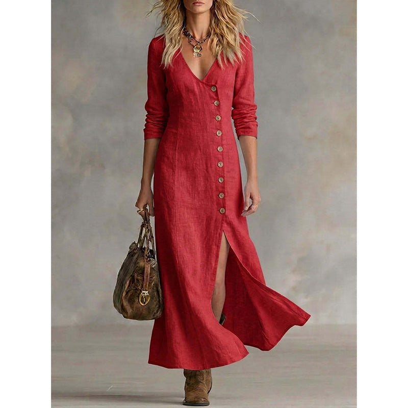 Linaverre — Vintage-Hemdblusenkleid mit langen Ärmeln