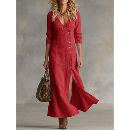 Linaverre — Vintage-Hemdblusenkleid mit langen Ärmeln