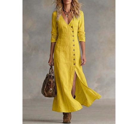 Linaverre — Vintage-Hemdblusenkleid mit langen Ärmeln