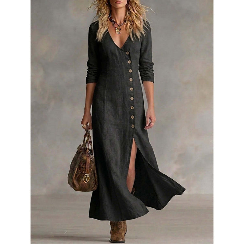 Linaverre — Vintage-Hemdblusenkleid mit langen Ärmeln