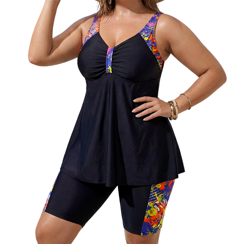 Marinelle — Fließendes Tankini-Oberteil & Shorts-Bikinihose Set