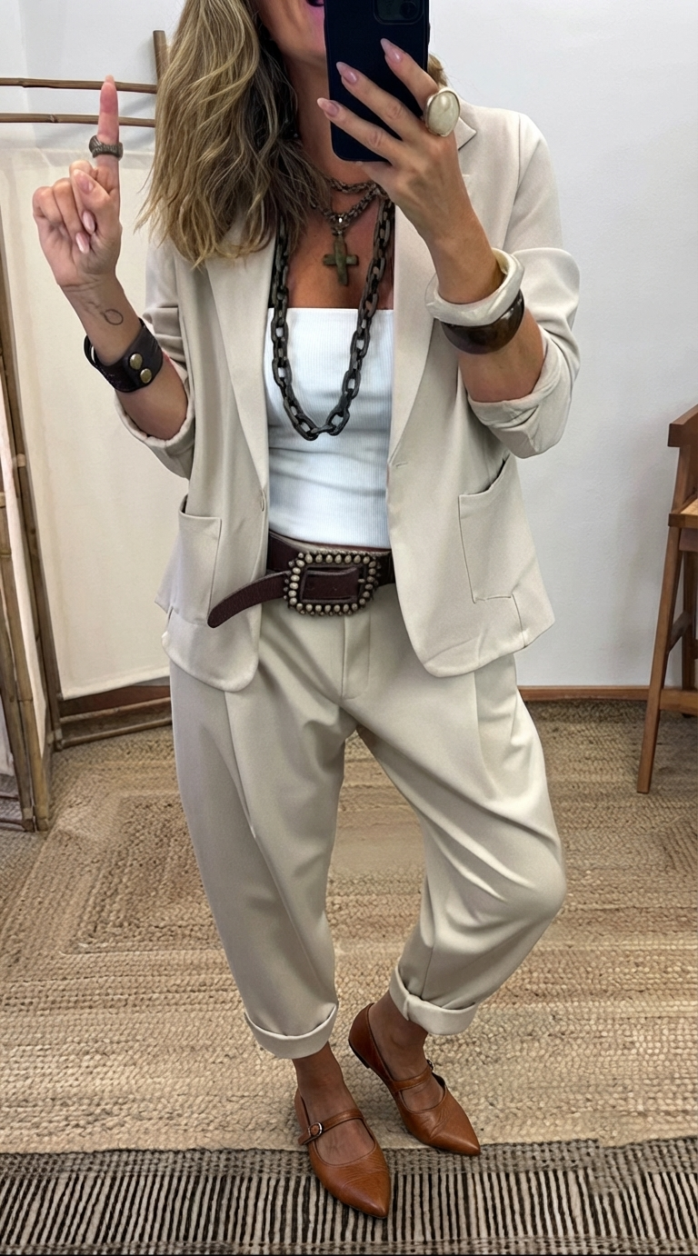 Solerra — Faltenfreier Blazer mit Kragen und Hosenanzug